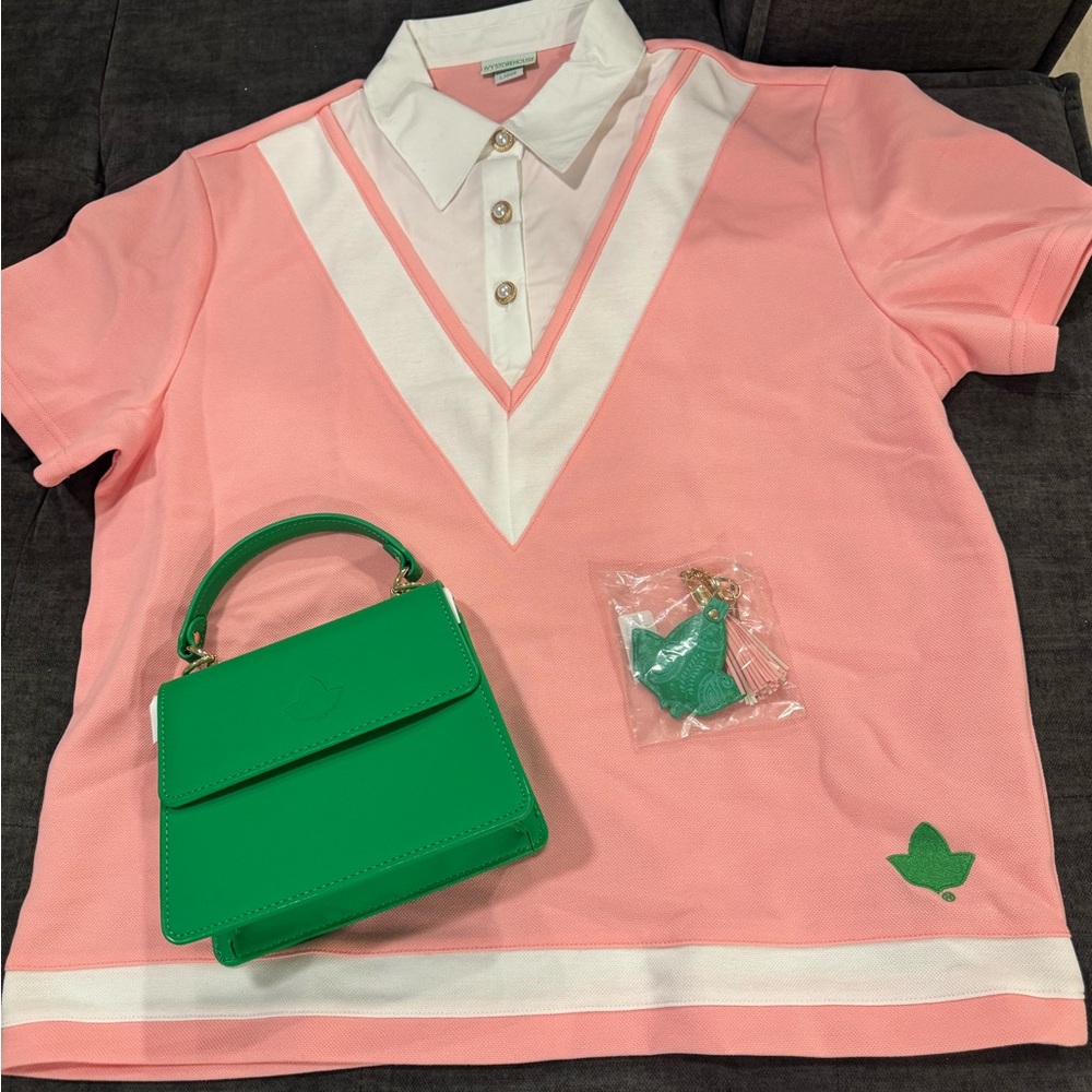 AKA sorority Pink and White Polo Shirt.